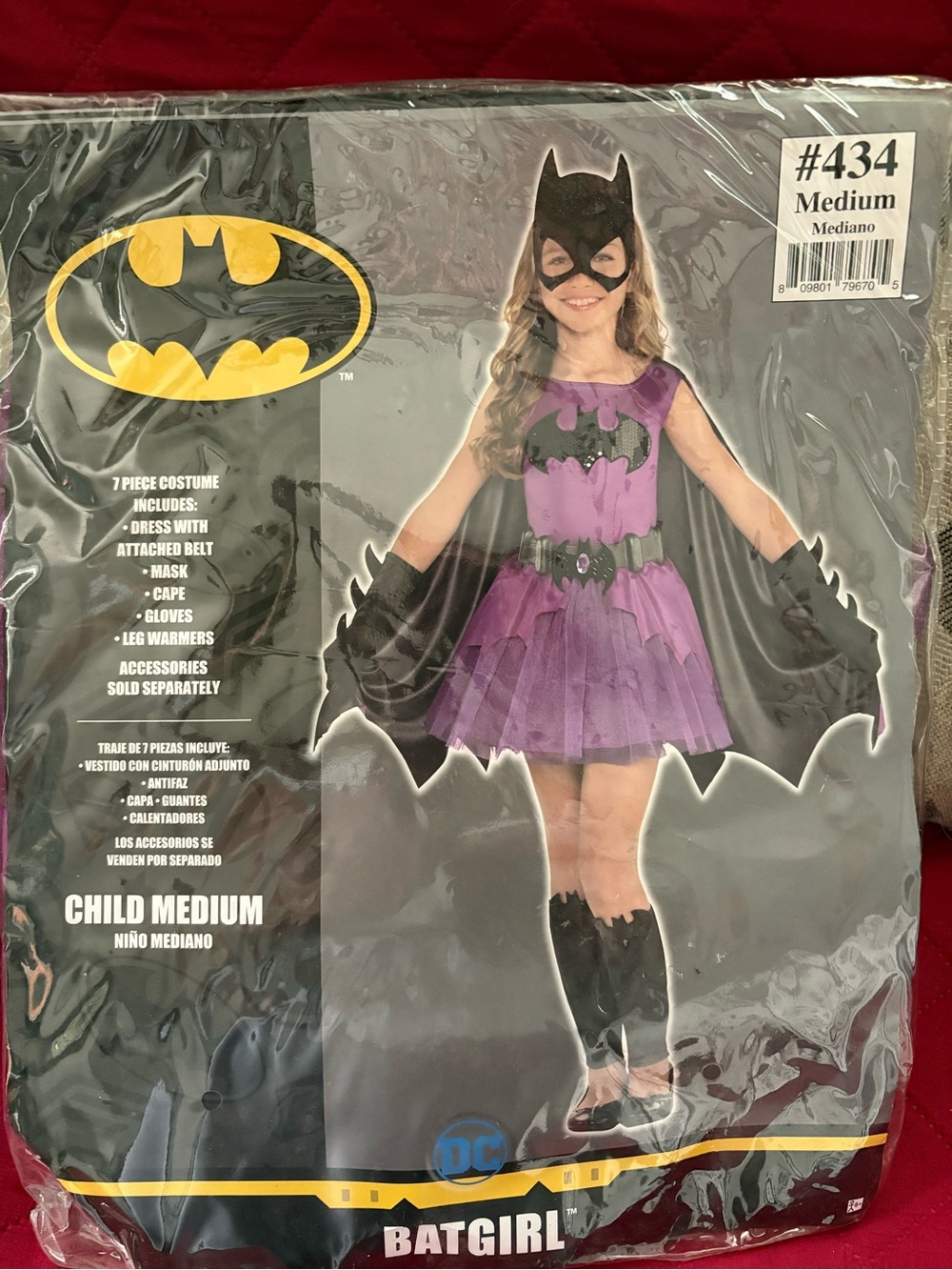 DC Batgirl Purple and Black Kids Costume - Medium
